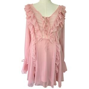 Junior Plus 2X Pink Fairy Ruffle Mini Dress Spring Summer NWT